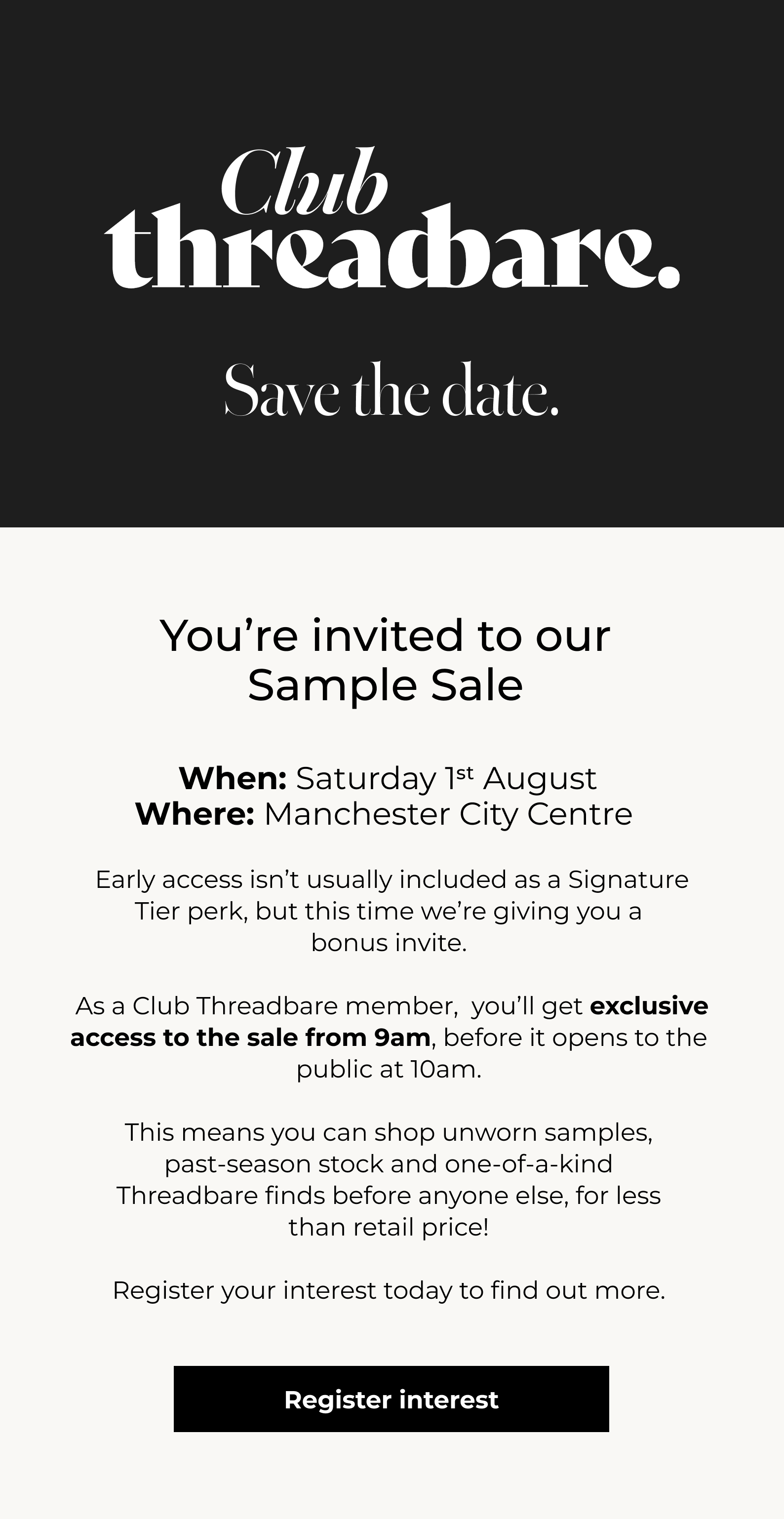 Sample Sale Sign Up