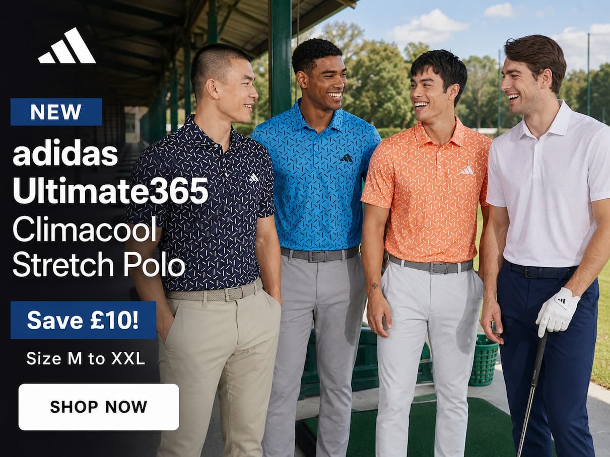 adidas Golf Mens Ultimate365 Mesh Print Climacool Stretch Polo Shirt