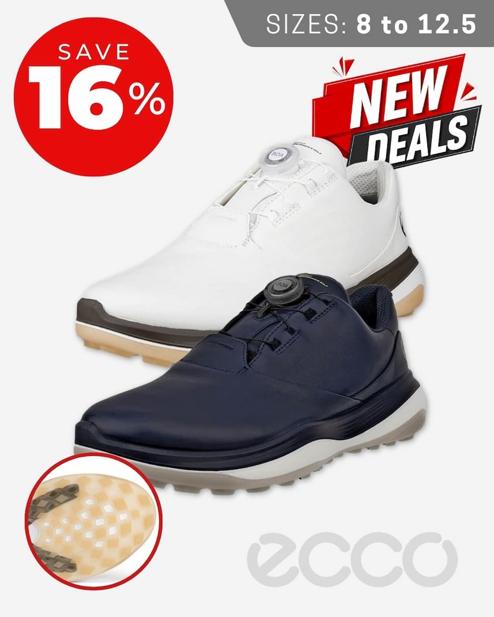 Ecco Mens LT1 Boa Waterproof Leather Cushioned Spikeless Golf Golf Shoes