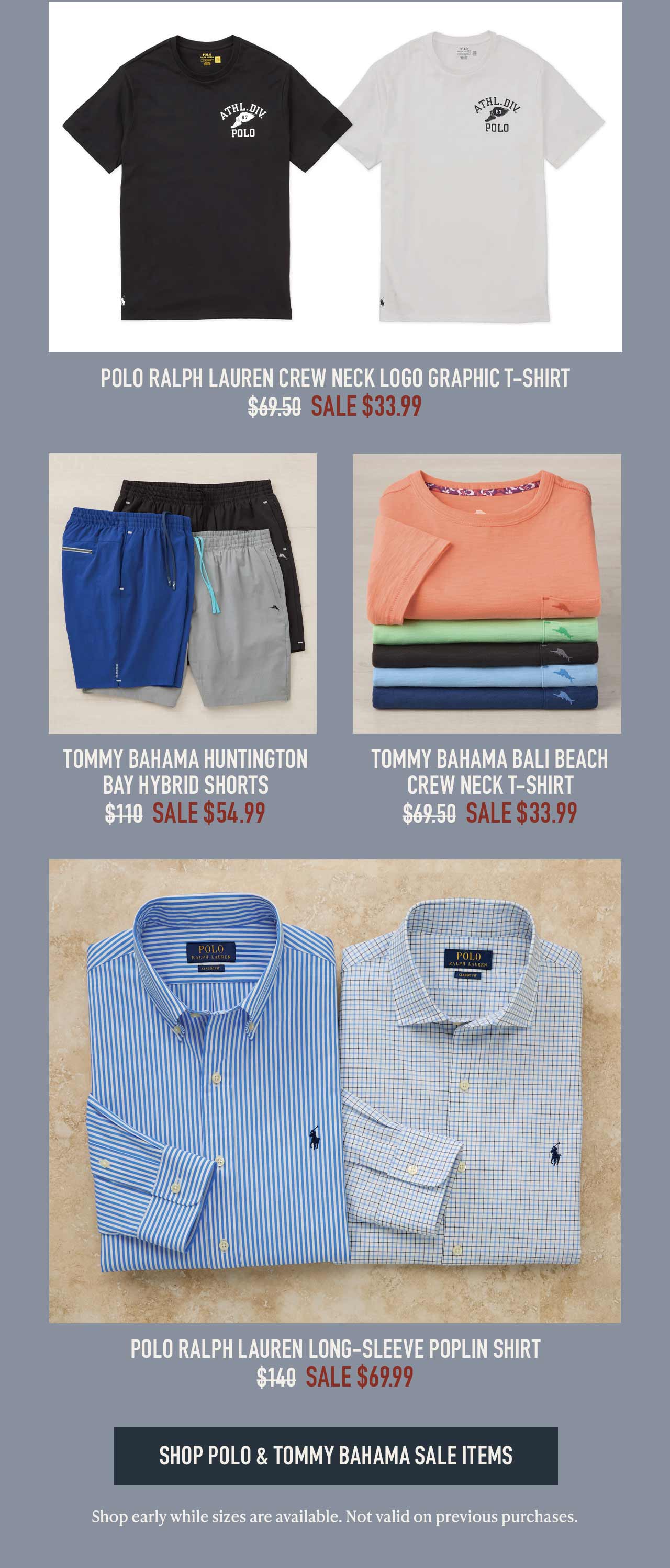 Shop Polo Ralph Lauren and Tommy Bahama sale styles — marked down 50% or more