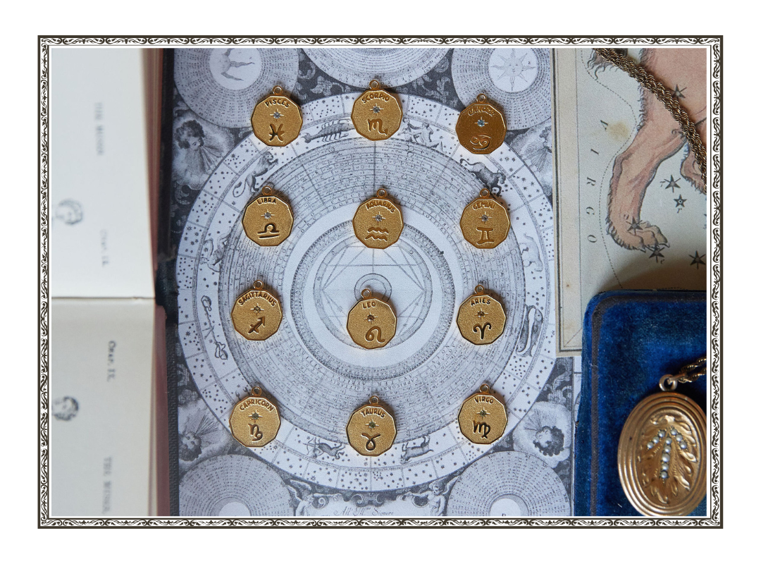Flat lay image of all zodiac charms
