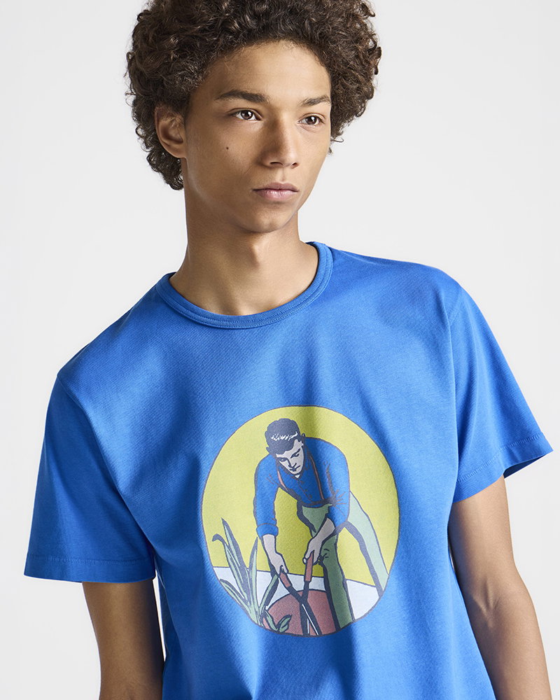 Mens gardener t-shirt in sapphire blue