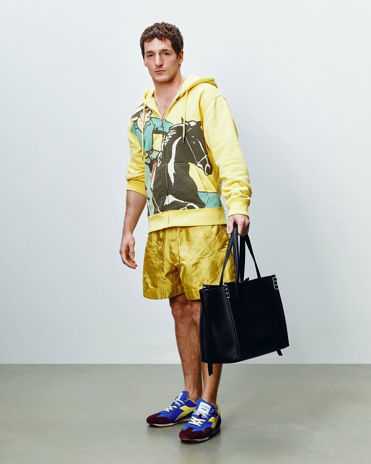 Mens cowboy front zip hoodie in lemon