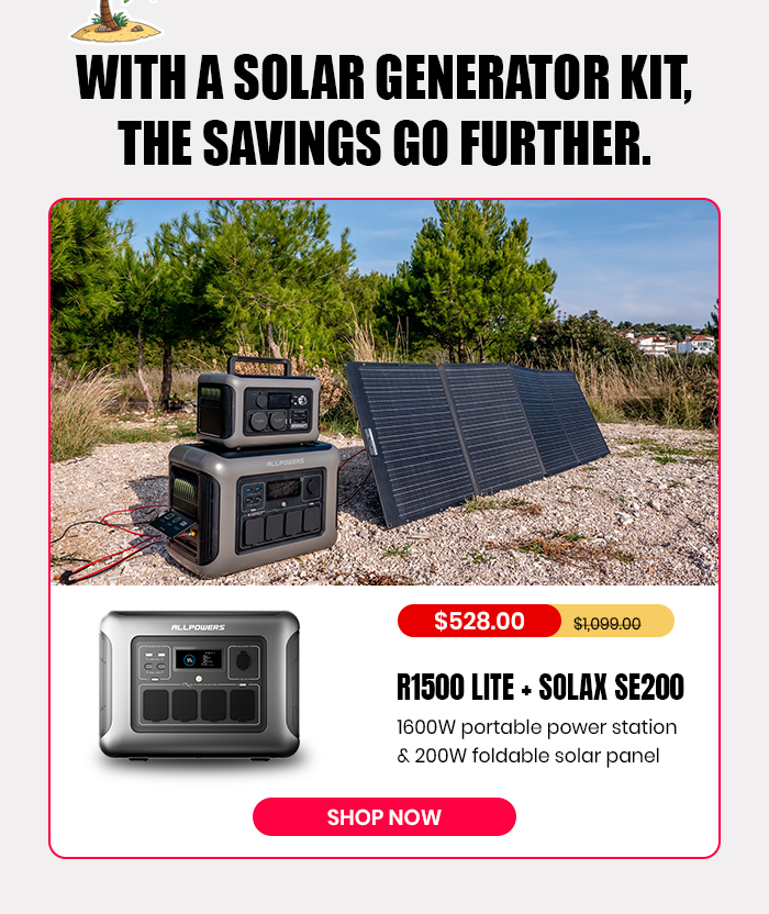 R1500 LITE + 200W Solar Panel | 1600W Solar Generator Kit