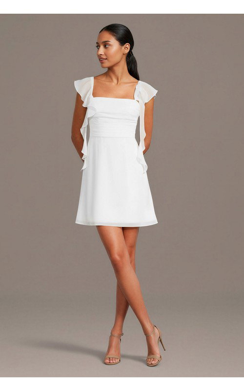 Flutter Sleeve Chiffon Slim A-Line Dress