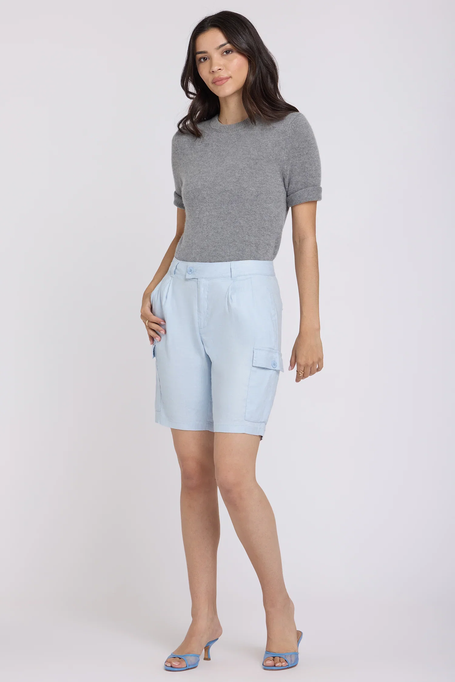 Image of Cargo Bermuda Shorts - Blue Clover