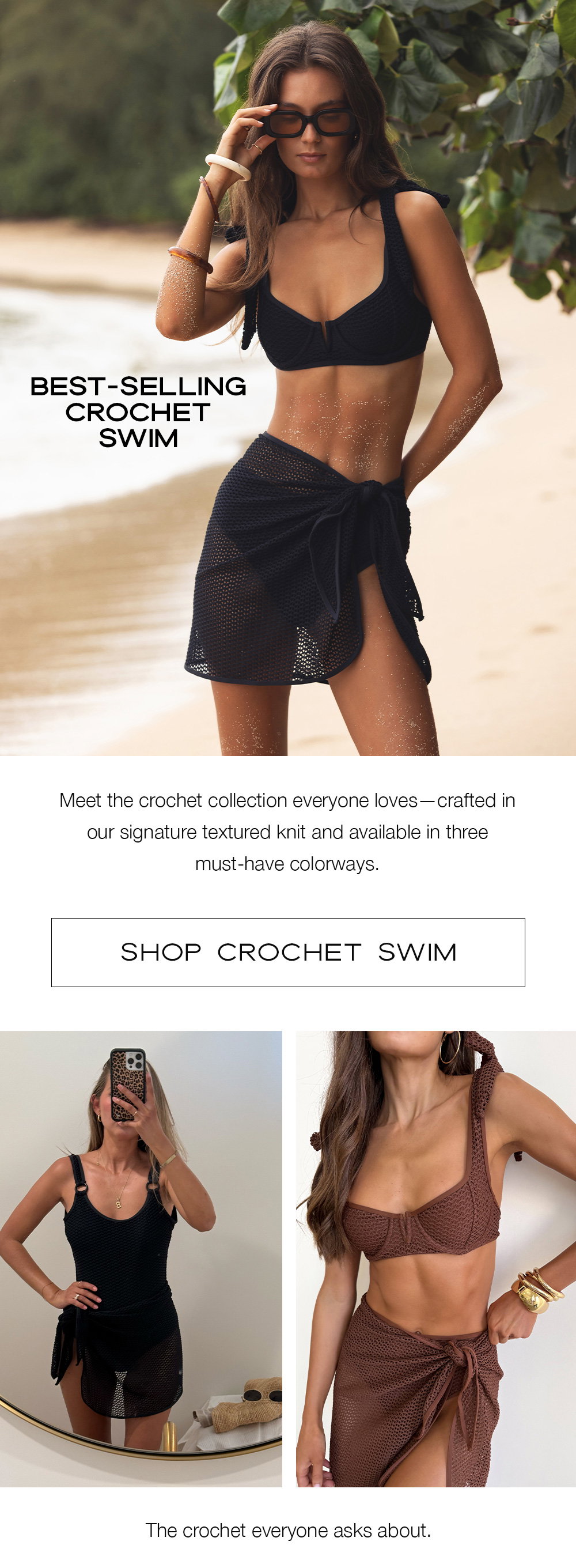 Black swimsuit on beach
