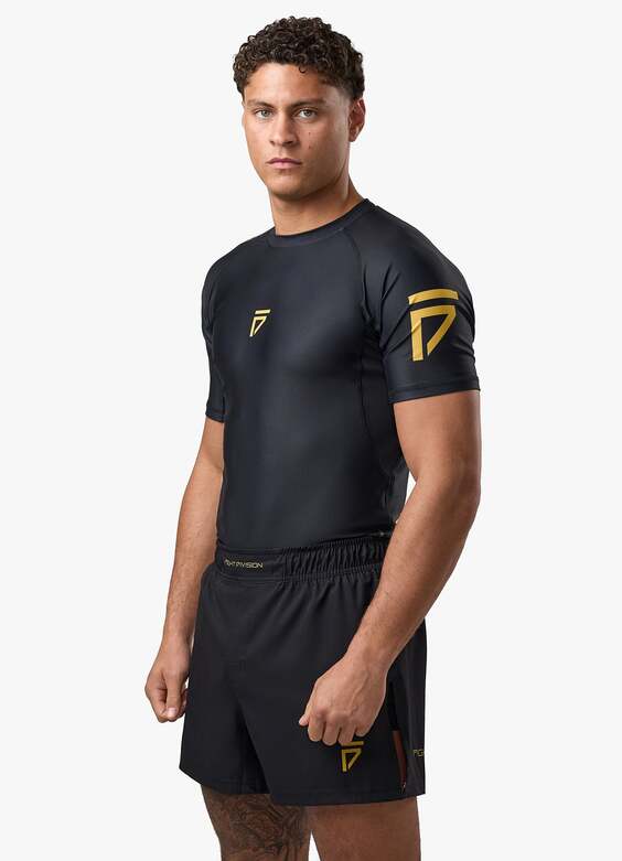 Gym King Sovereign Short Sleeve Rash Guard - Black / Gold