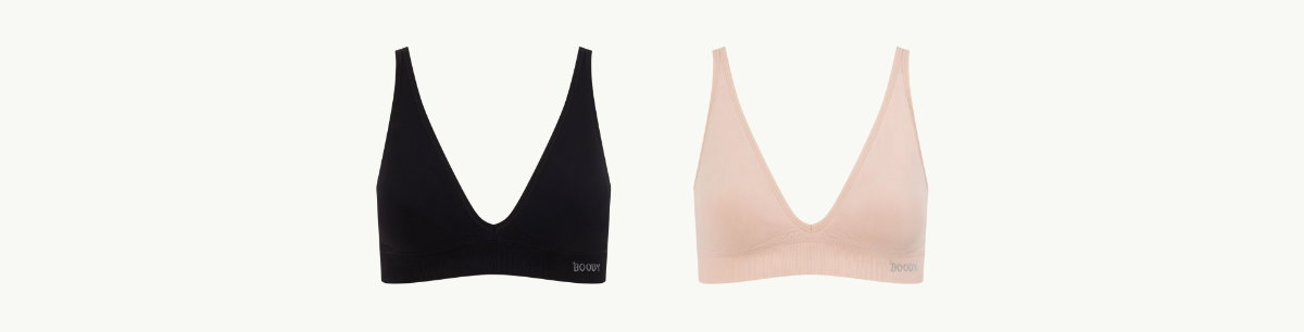 Wireless Plunge Bralette - Black & Shell