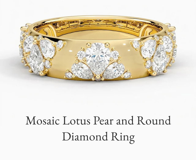 Mosaic Lotus Pear and Round Diamond Ring