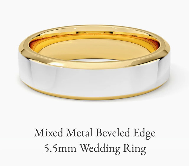 Mixed Metal Beveled Edge 5.5mm Wedding Ring