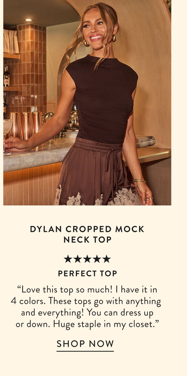 Dylan Cropped Mock Neck Top