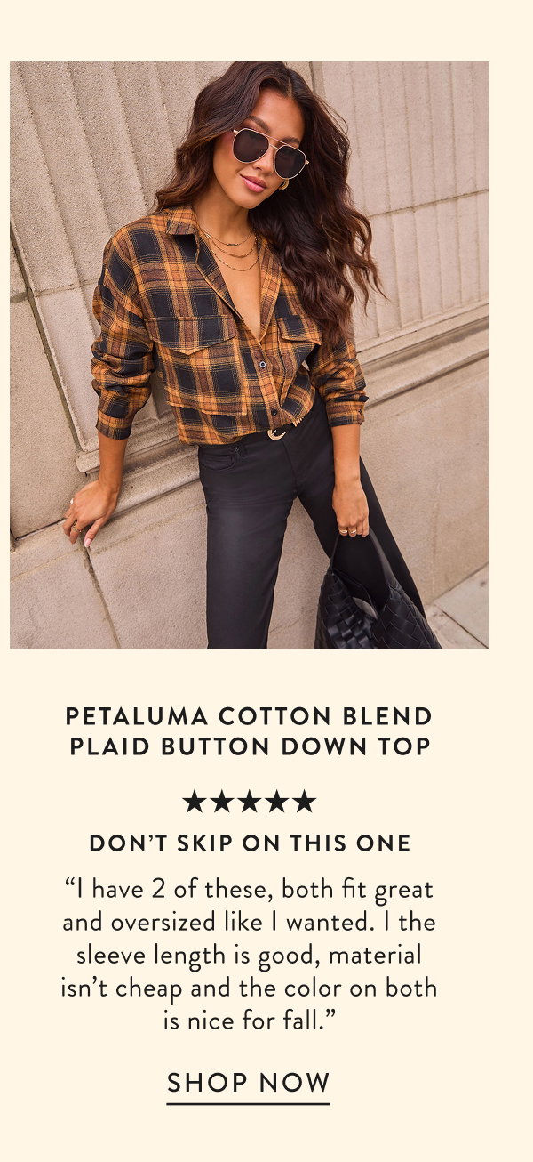 Petaluma Cotton Blend Plaid Button Down Top