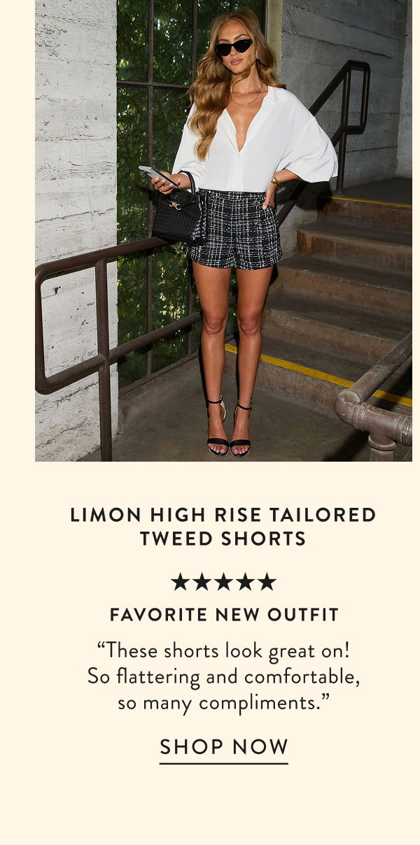 Limon High Rise Tailored Tweed Shorts
