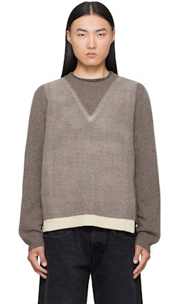 Gray Fused Knit Wool Crewneck Sweater - Maison Margiela