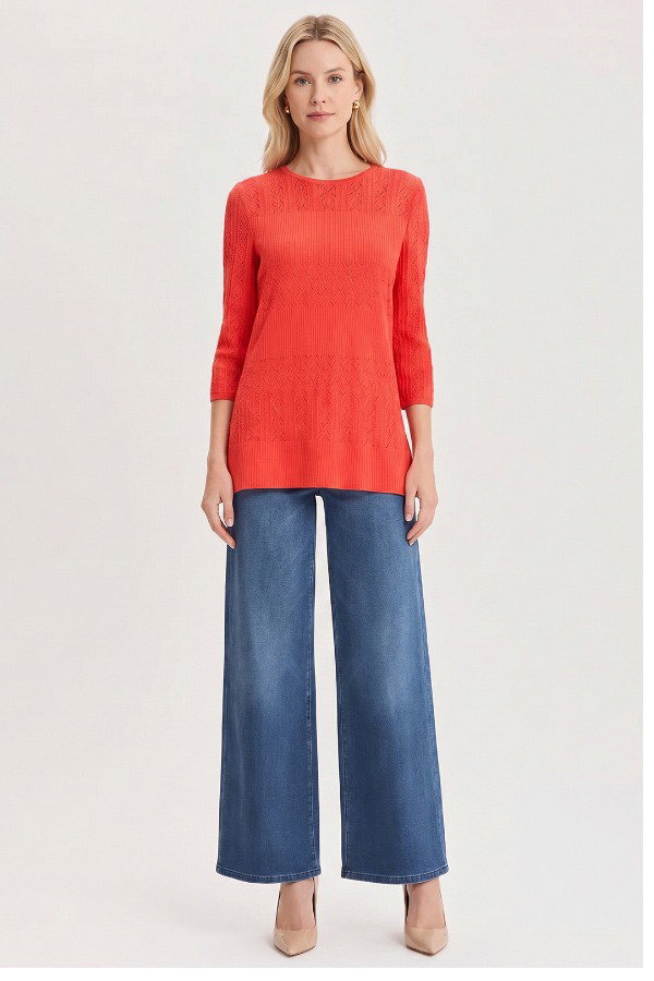 Classic Lined Pointelle Soft Knit Tunic