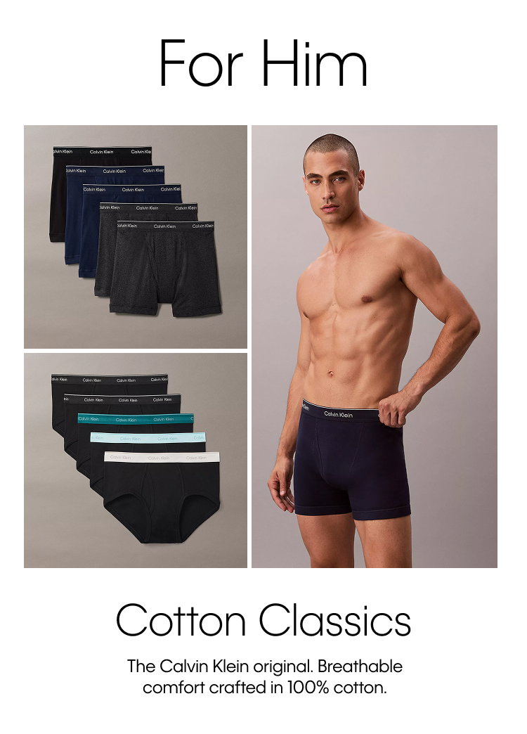 Cotton Classics. The Calvin Klein original. Breathable comfort crafted in 100% cotton.