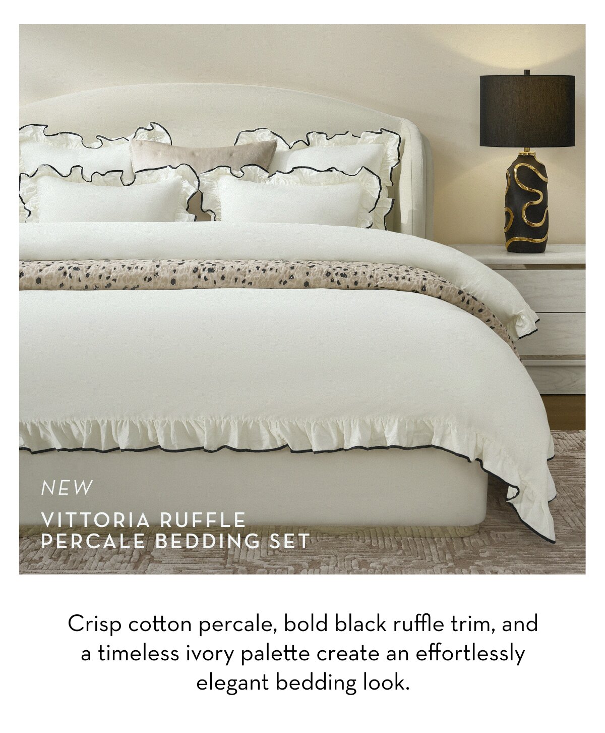 Vittoria Ruffle Cotton Percale Bedding Set