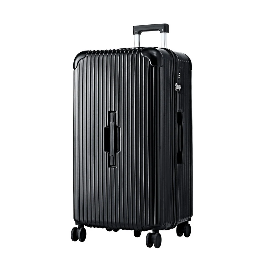 32" Trunk Luggage Suitcase Travel 5 Wheels Type-C Port TSA Black