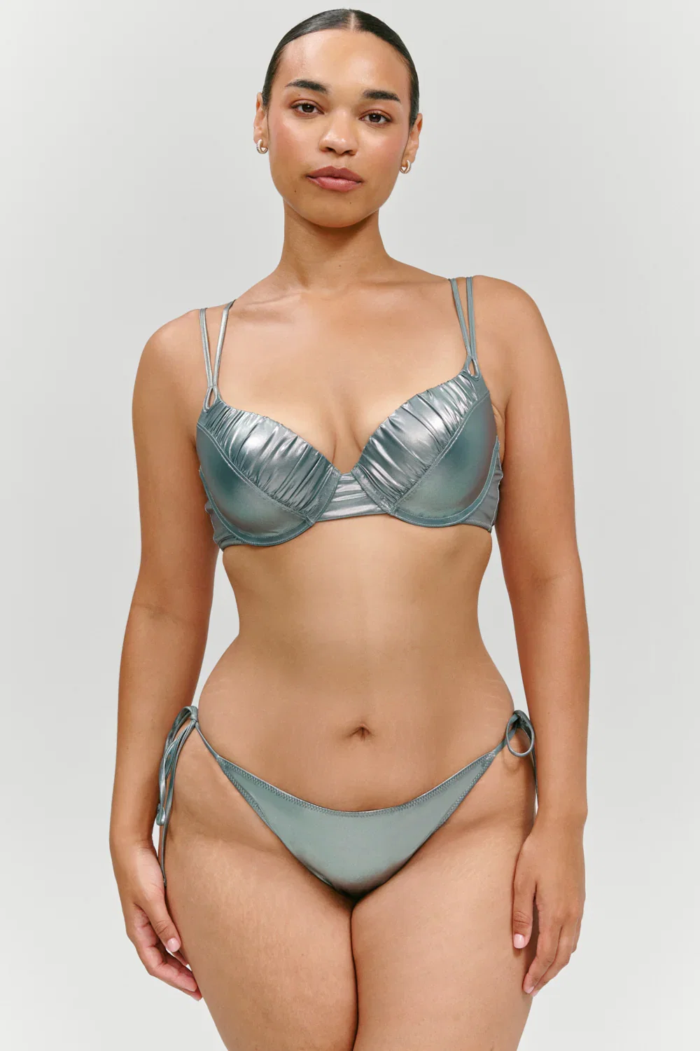 Image of x KHY Cherish Metallic Push Up Bikini Top - Chrome