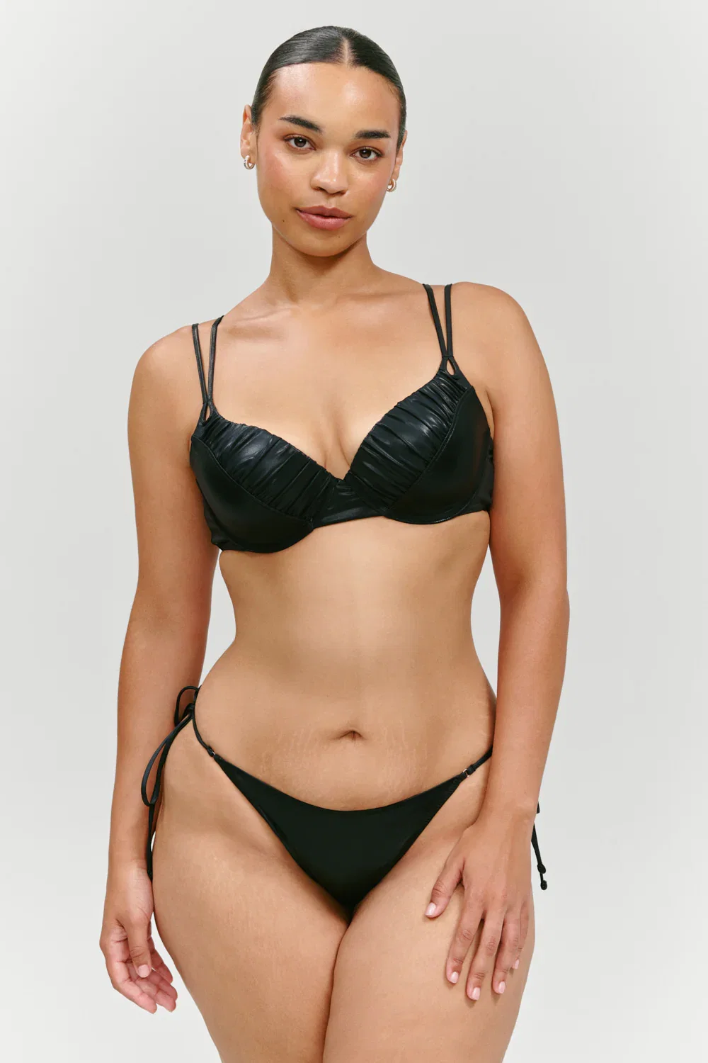 Image of x KHY Cherish Metallic Push Up Bikini Top - Black Chrome