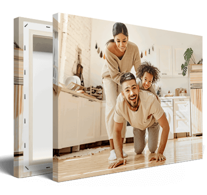 Canvas stretched by hand on wood frame