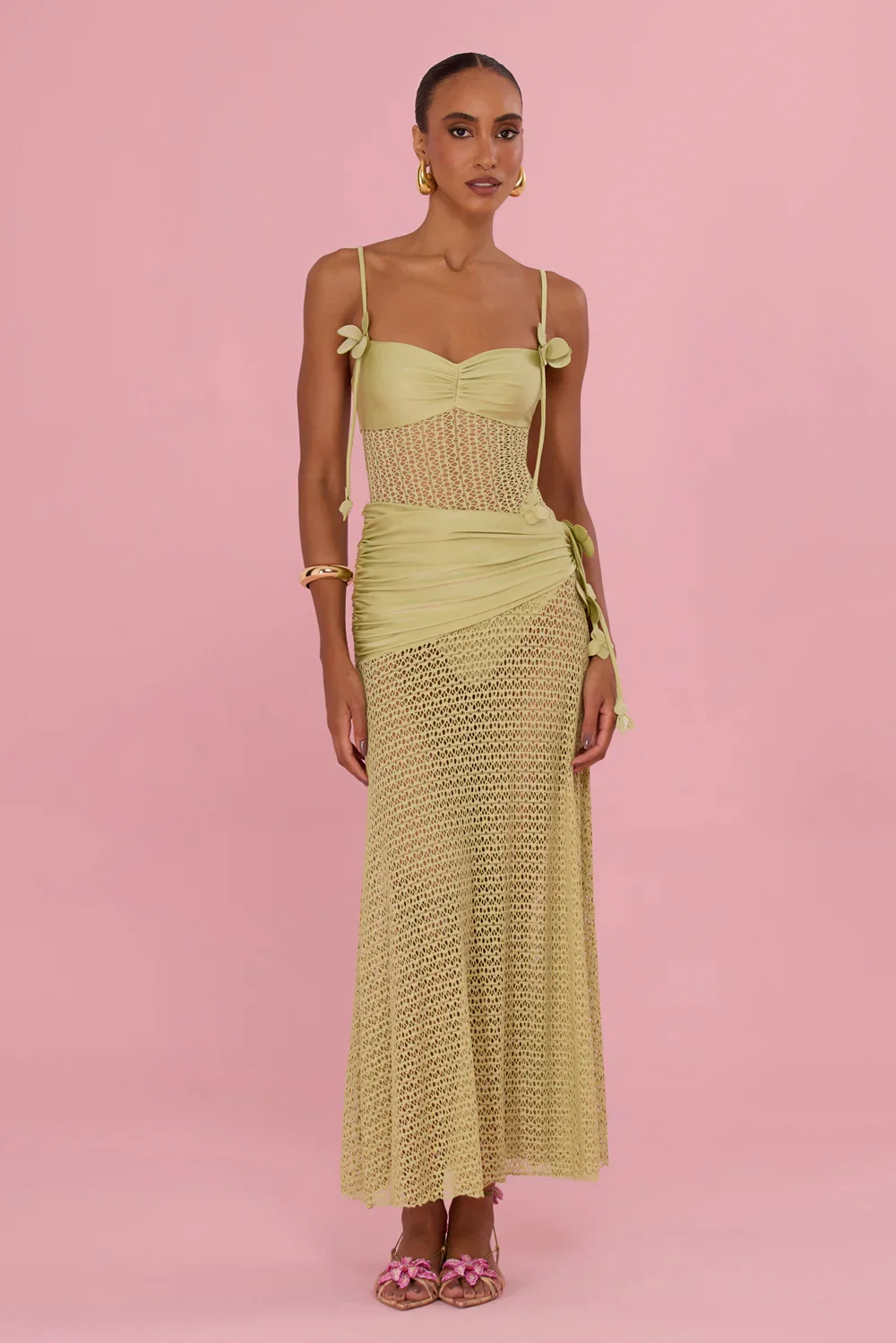 PETAL SHEEN FLOWER BEACH DRESS