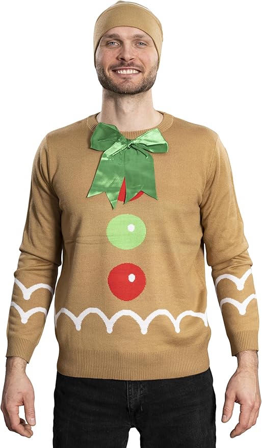 Image of I Am Gingerbread Man Ugly Christmas Sweater and Hat Set