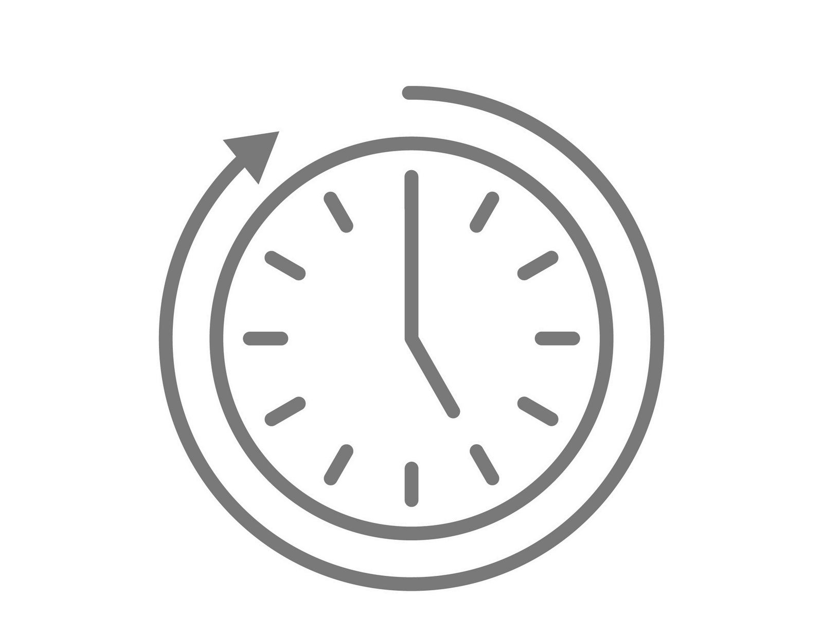Clock with circular arrow