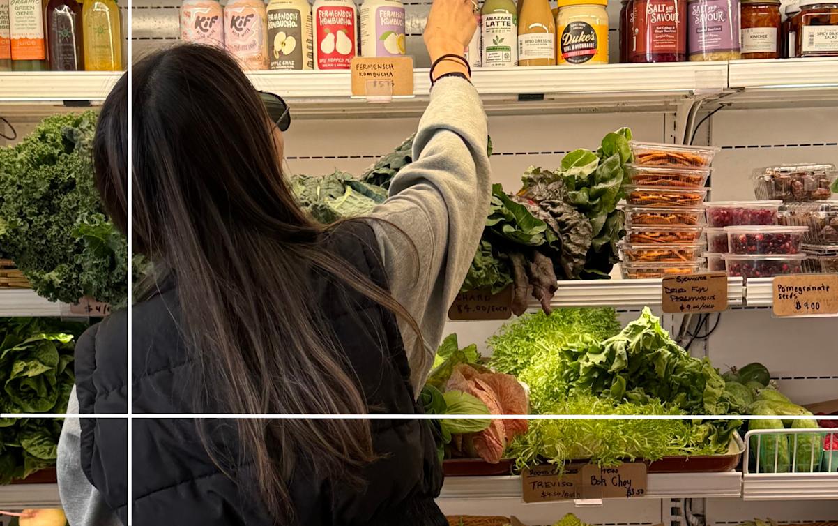 woman shopping for gut-friendly foods
