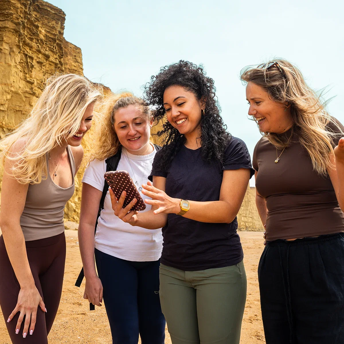Group on beach walk