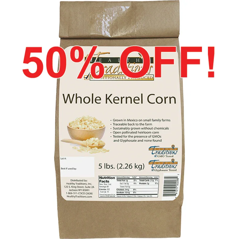 Image of GMO-tested Cónico Cremoso Whole Kernel Corn – 5 lb. Bag