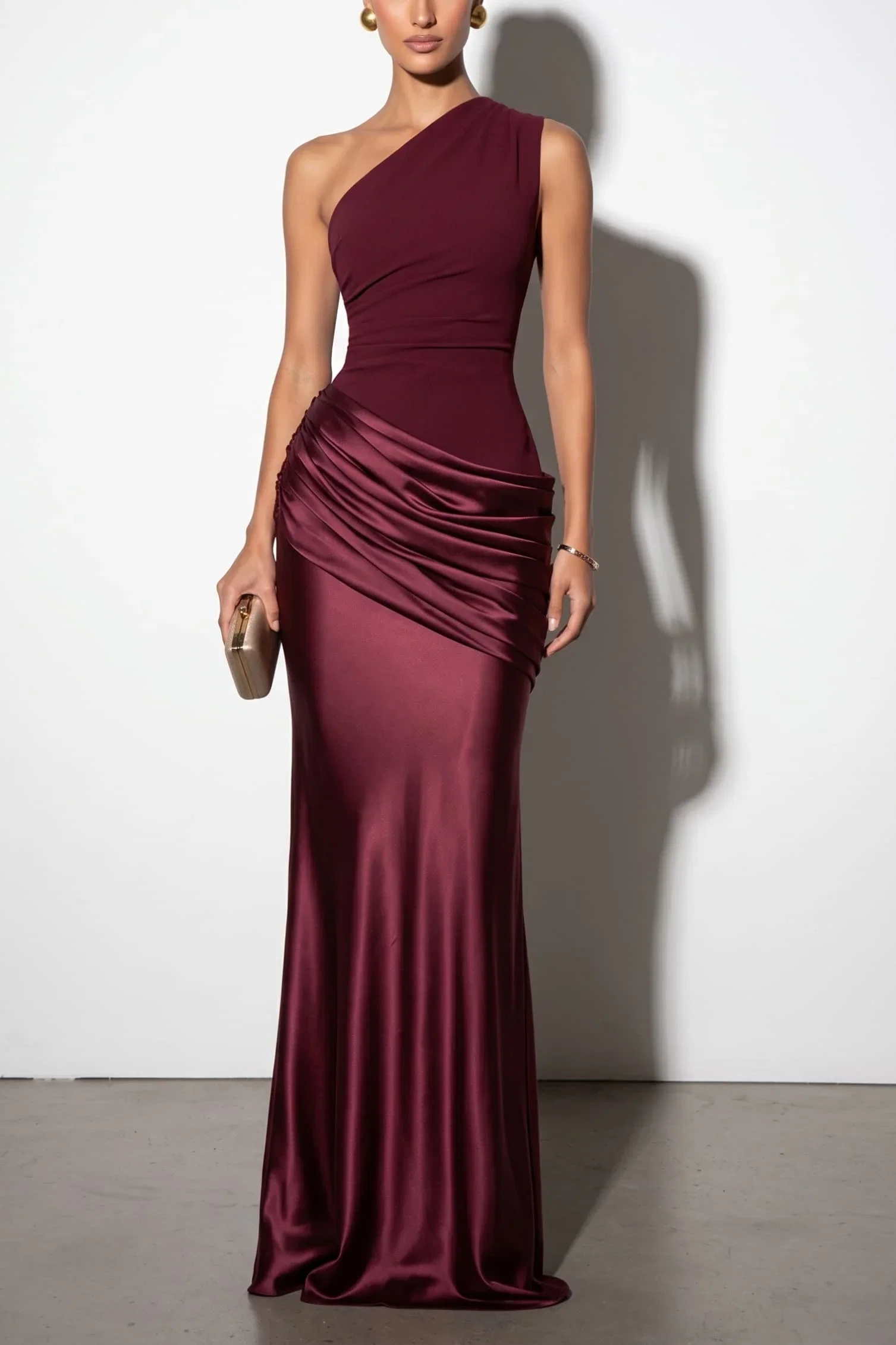Image of Trumpet-Mermaid Floor-length Elastic Cloth Stretch Satin Wedding Guest Dress CG0333