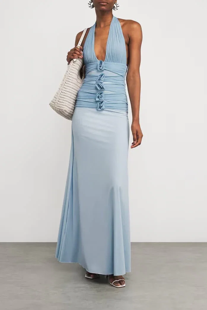 Image of Sheath-Column Maxi Elastic Cloth Stretch Mesh Wedding Guest Dress CG0331