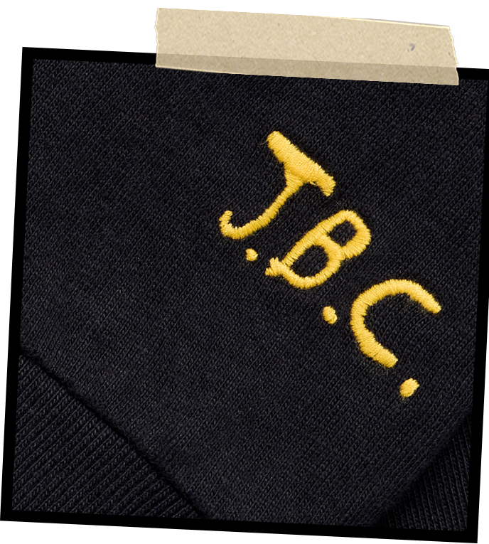 Jake's embroided initials on the Protomark Long Sleeve T-Shirt in Black