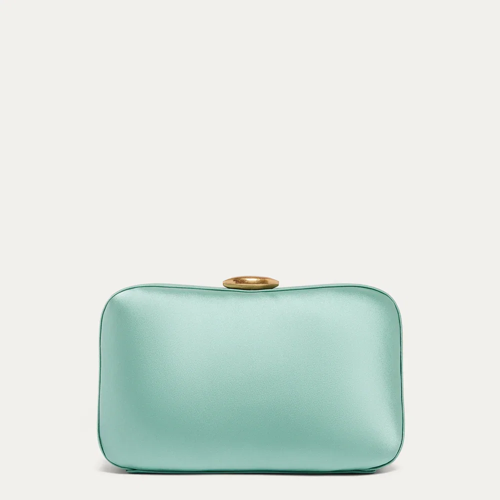 SEA FOAM BLUE SATIN HAYWORTH CLUTCH BAG