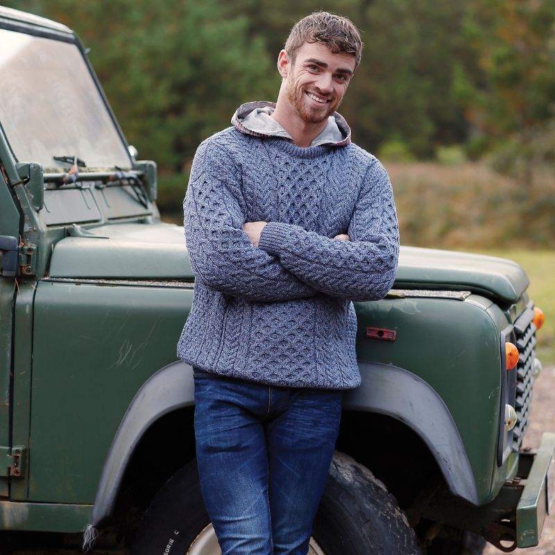 Image of Aran Merino Wool Crew Neck Sweater