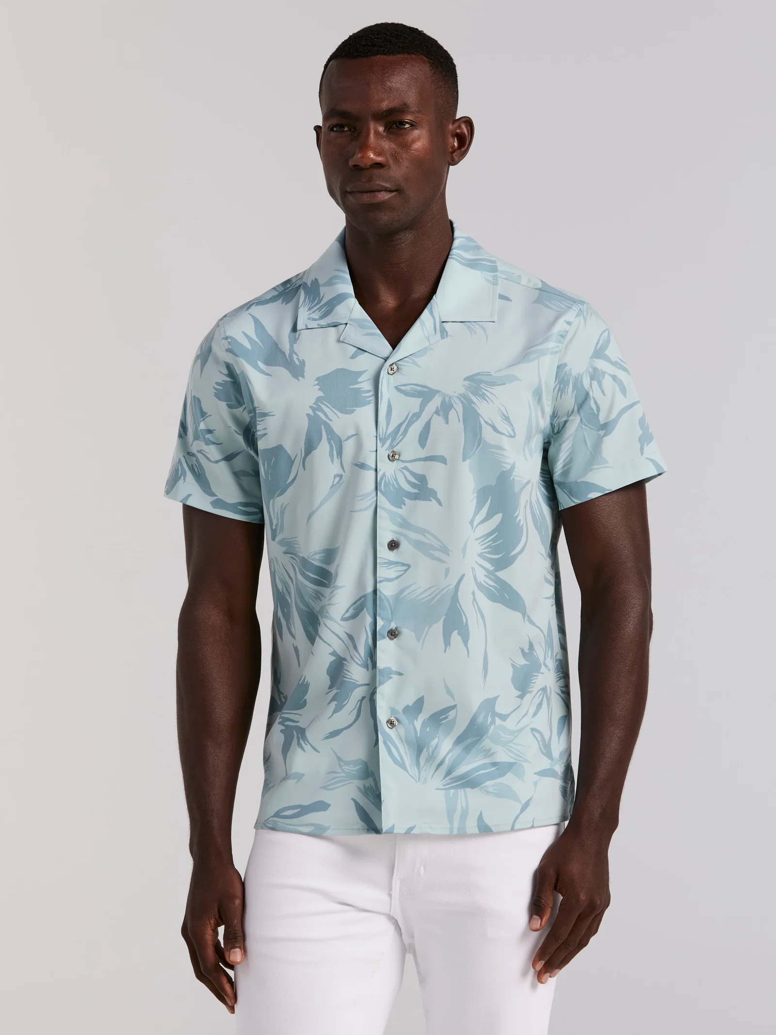 Camp Collar Floral Print Soft Touch Shirt