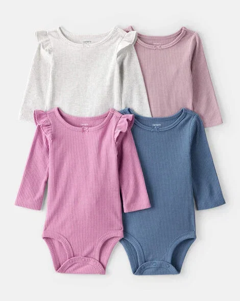 Image of Baby Girl 4-Pack Long-Sleeve Multipack Bodysuits