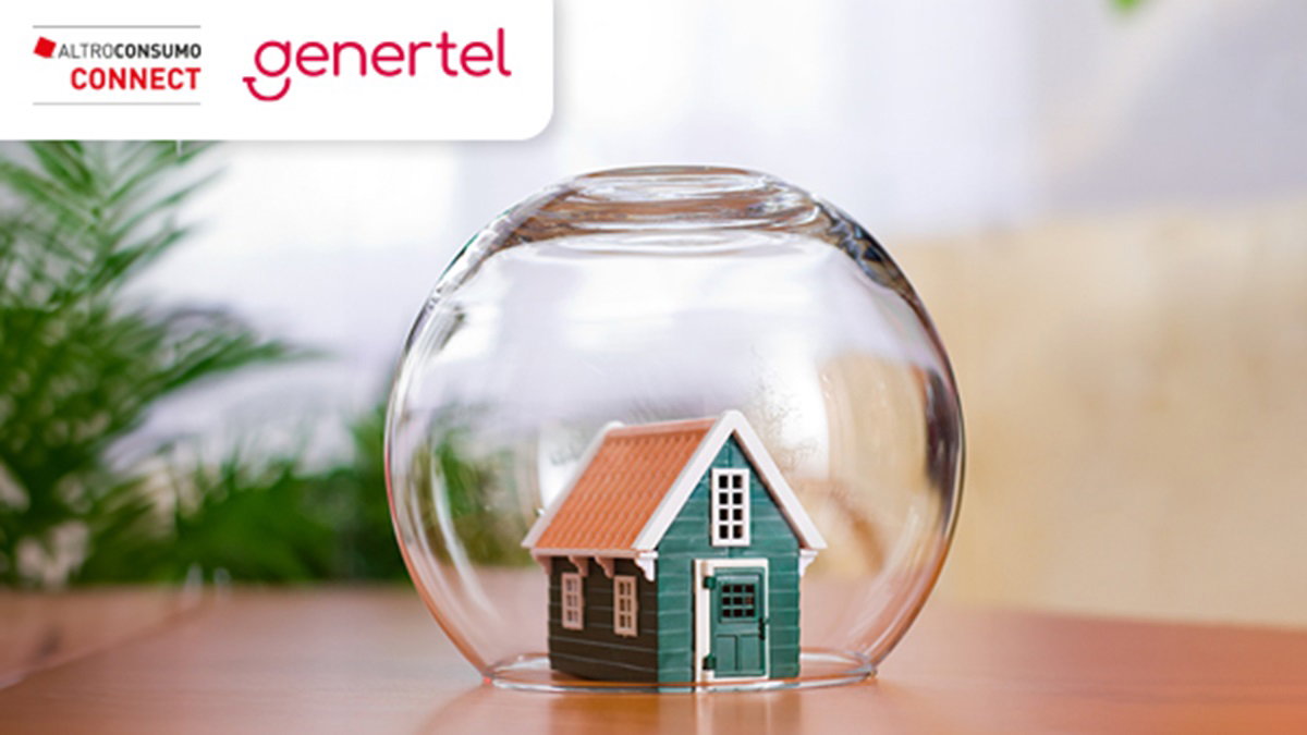 casa con bolla intorno e loghi genertel connect