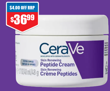 CeraVe Skin Renewing Peptide Cream 48g at Chemist Warehouse sale ends 22 July 2026