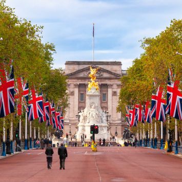 Union flags outside Buckingham Palace