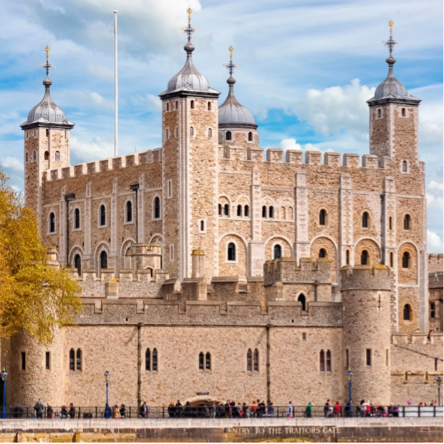 Historic stone castle towers