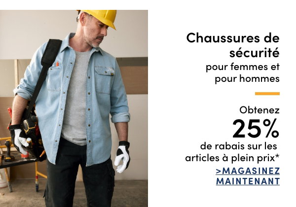 Obtenez 25 % de rabais sur les vêtements de travail à plein prix* pour femmes et pour hommes