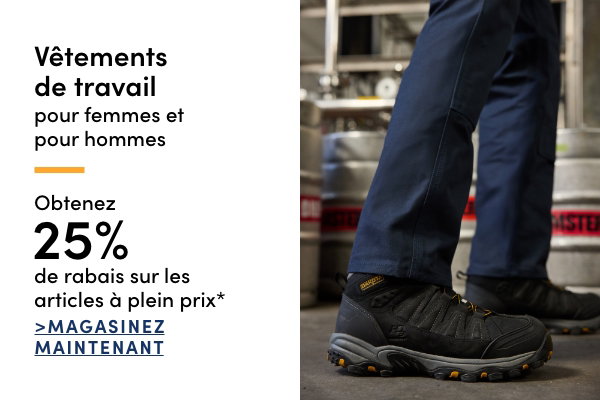 Obtenez 25 % de rabais sur les Chaussures de sécurité à plein prix* pour femmes et pour hommes