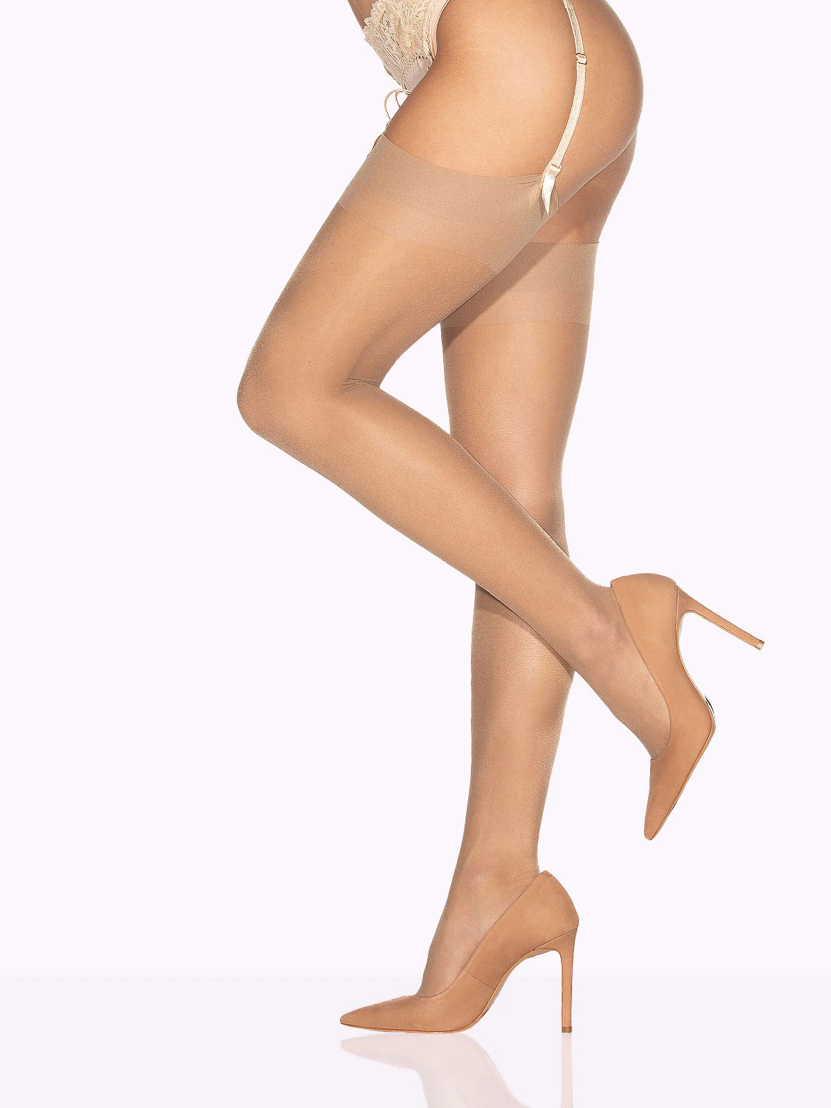 LUANA Sheer Stockings For Garter-Belts - Small / Hazelnut