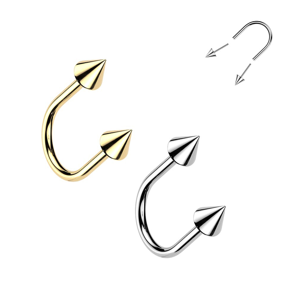 Titanium Sterilized Push In Spike Top U-Hoops Earrings Piercings 