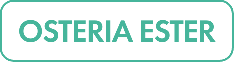 Rectangular badge featuring the text "OSTERIA ESTER" in bold teal lettering.
