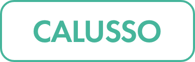 The image features the word CALUSSO in bold teal capital letters centered on a white background.