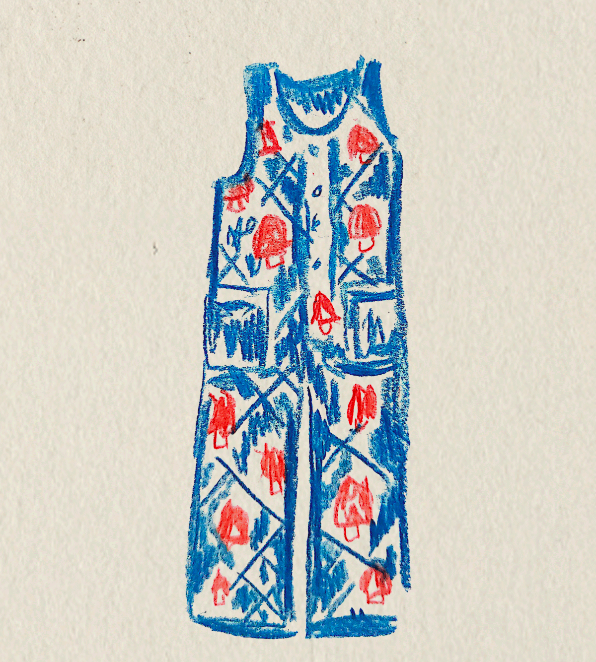 MUSHROOMS LONG DENIM OVERALL